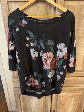 Maurices Black Floral Pullover Top